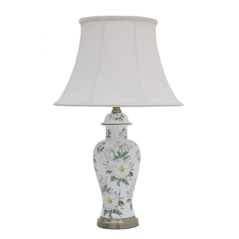 Table Lamp White Flowers