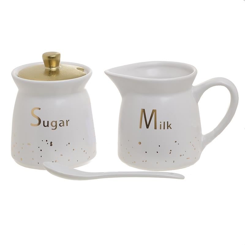 Sugar Milk Jugs White/Gold Set of 2