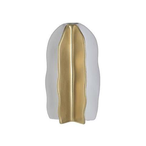 Vase Gold White Wavy