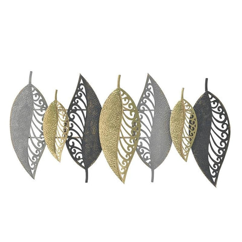 Wall Decor Leaves Gold/Grey/Silver