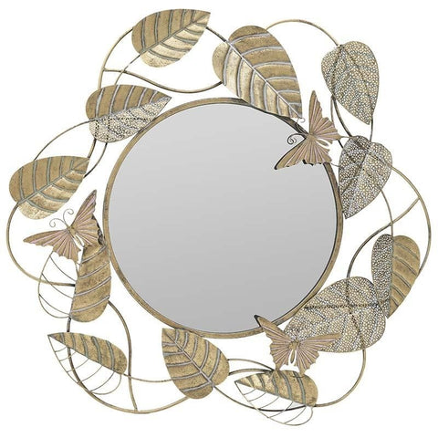 Mirror With Leaves Gold