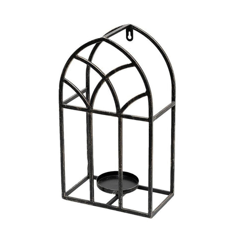 Candle Holder Metal House Pointy Black