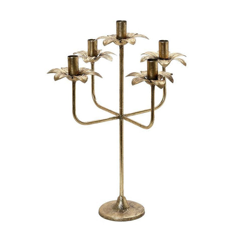 Candle Holder Gold Flowers