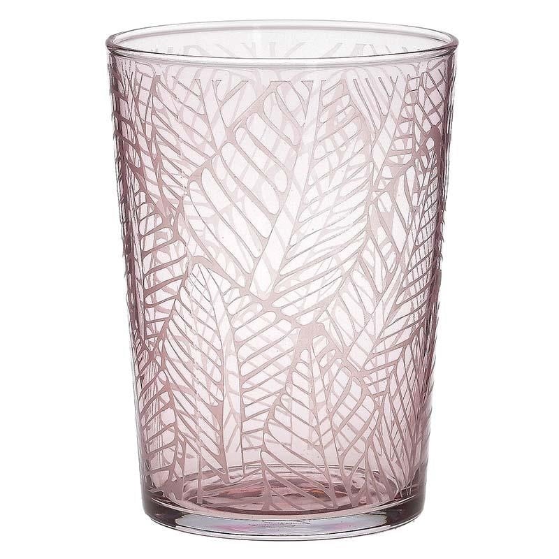 Water Glasses Pink Leaves