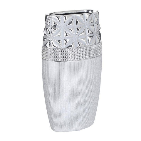 Ceramic Vase Silver/White