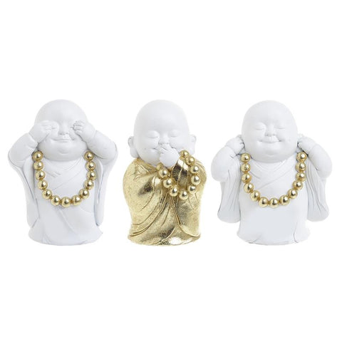 Buddha 3 Set of 3 White/Gold