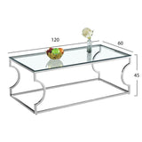 AMARA Coffee table with glass and chrome base 120X60X45cm