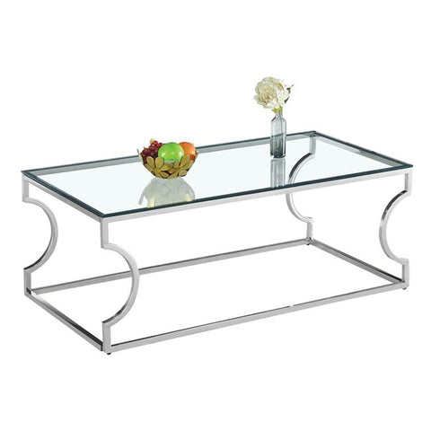 AMARA Coffee table with glass and chrome base 120X60X45cm