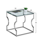 Amara  Auxiliary Table  with glass and base chromed 55x55x55