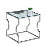 Amara  Auxiliary Table  with glass and base chromed 55x55x55