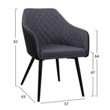 Charles Armchair with fabric Dark Grey and black PU  57x63x83 cm