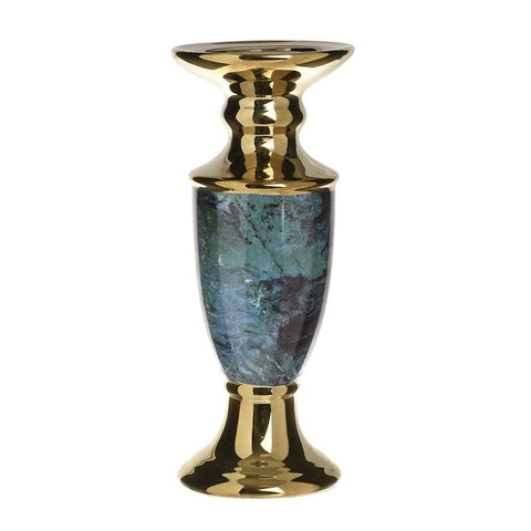 Candle Holder Turquoise/Gold