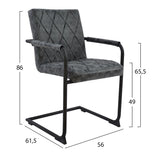 Diamond Dining chair with armrests with dark grey PU