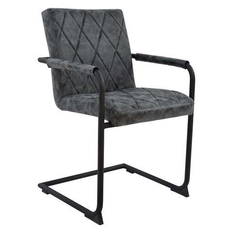 Diamond Dining chair with armrests with dark grey PU