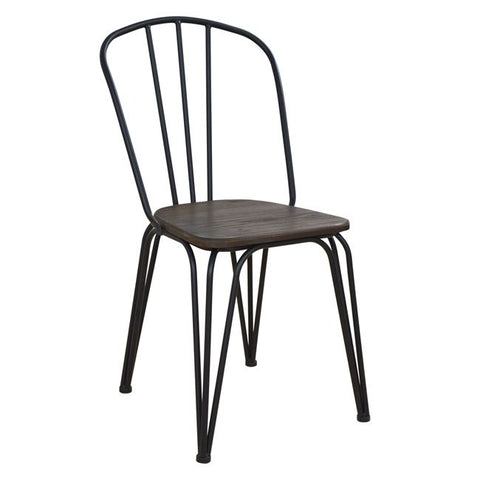 METAL Chair with wooden base