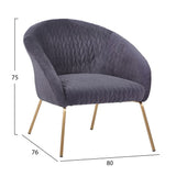 Joyce Armchair Velvet and metallic legs  80x76x75