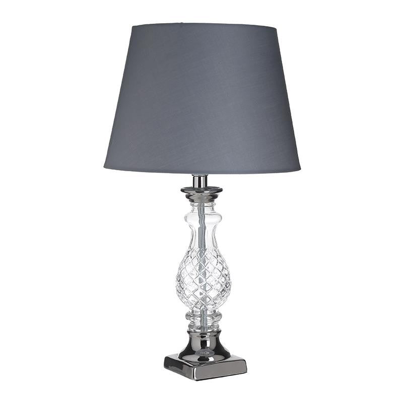 Glass/Metal Table Lamp Grey