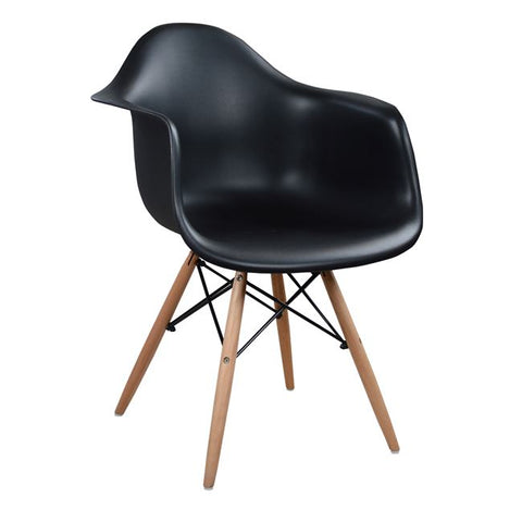 Mirto Armchair with wooden legs and black seat