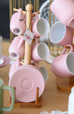 Coffee Set WithStand Pink Porcelain