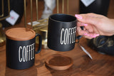 Coffee Mug Black With Wooden Coaster