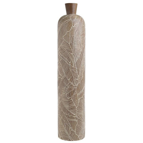 Vase beige with leaves